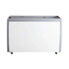 Flat glass top ice cream freezer shown from the front, designed for compact display of frozen treats.