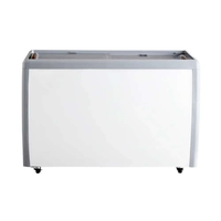 Flat glass top ice cream freezer shown from the front, designed for compact display of frozen treats.