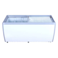 FG-560 Flat Glass Top Ice Cream Freezer with visibility and large capacity for displaying frozen treats.