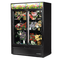 True GDM-47FC-HC-LD 54-Inch Two-Section Sliding Glass Door Floral Refrigerator for floral display.