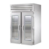 True STA2RRI-2G-HC roll-in glass door refrigerator with double-pane thermal glass doors for visibility.