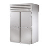 True STG2RRT89-2S-2S-HC 68-Inch double-section roll-thru refrigerator with stainless steel doors.